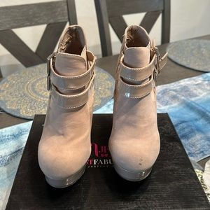 Beige spike heel booties